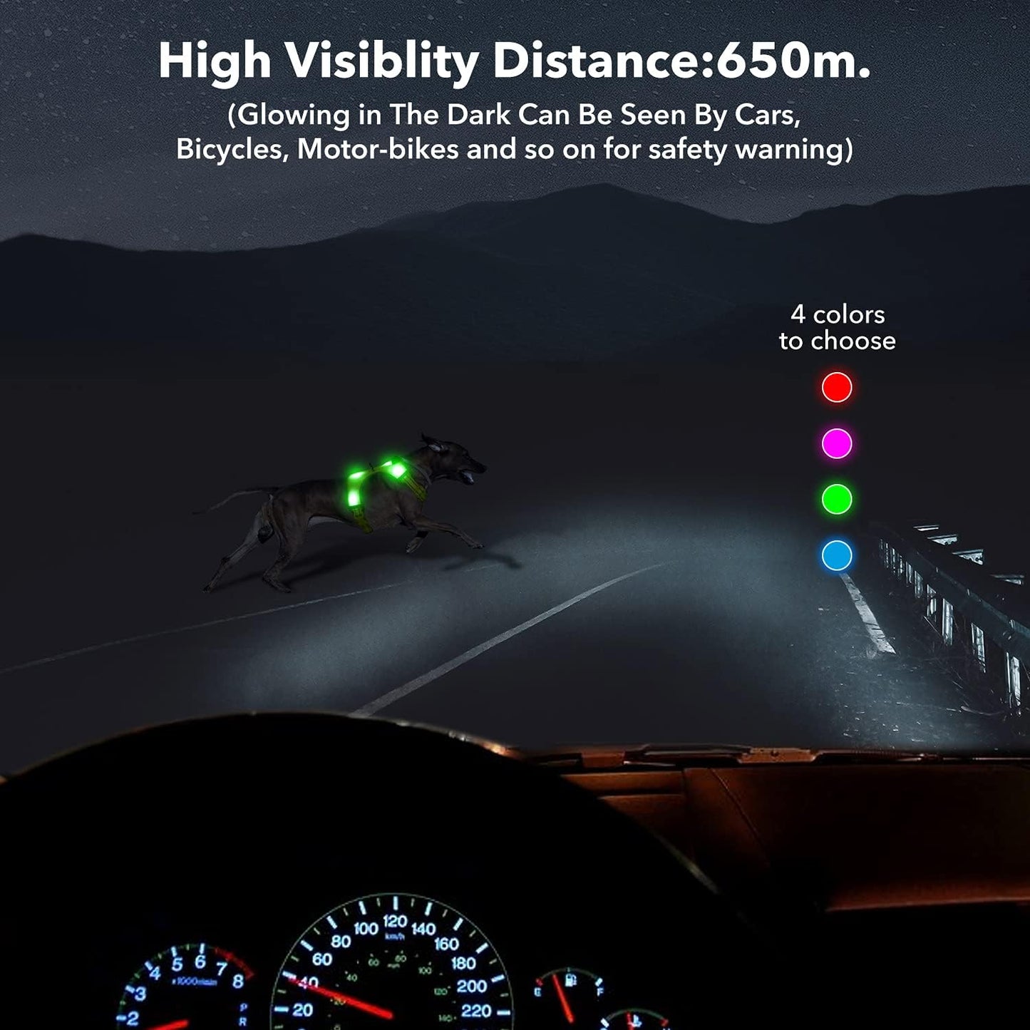 Yfbrite Light up Dog Harness - USB Rechargeable LED Dog Harness with Reflective Strips, Comfortable Adjustable Sizes (Green, Medium)