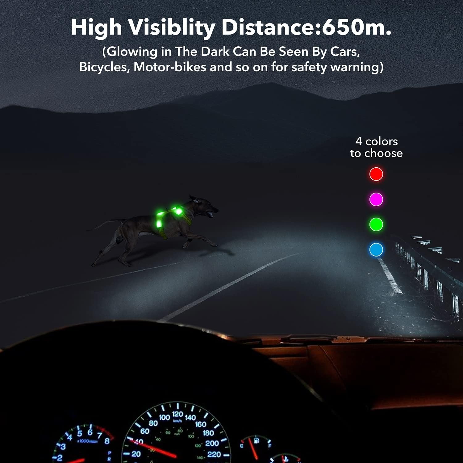 Yfbrite Light up Dog Harness - USB Rechargeable LED Dog Harness with Reflective Strips, Comfortable Adjustable Sizes (Green, Medium)