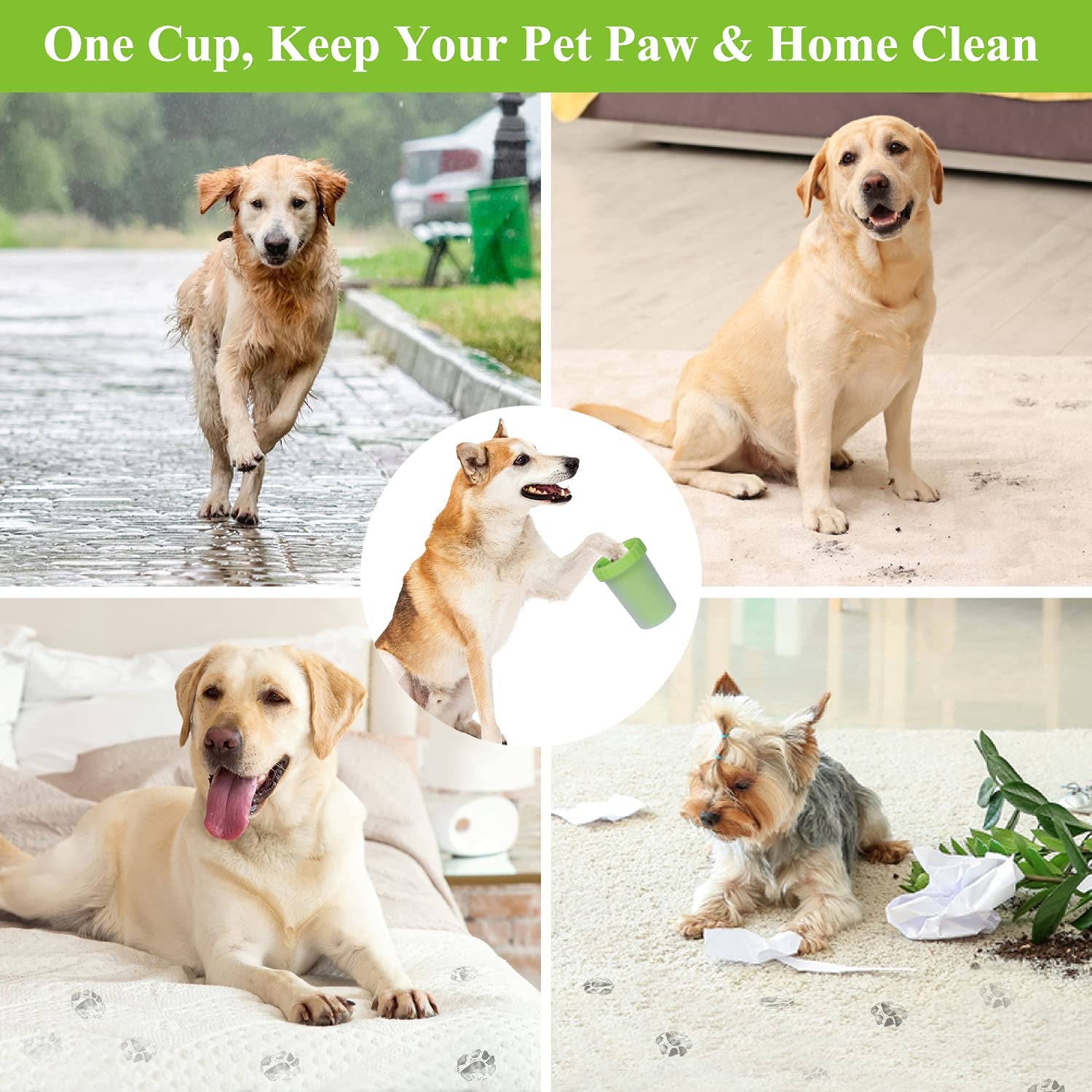 Dog Paw Washing Cup - 2 in 1 Green Foot Cleaner for Muddy Paws, Summer Pet Accessory and Equipment