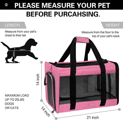 The Purrfect Travel Buddy: Large Rose Pet Carrier for Cats and Dogs Up to 25 Lbs - Collapsible & Comfy!