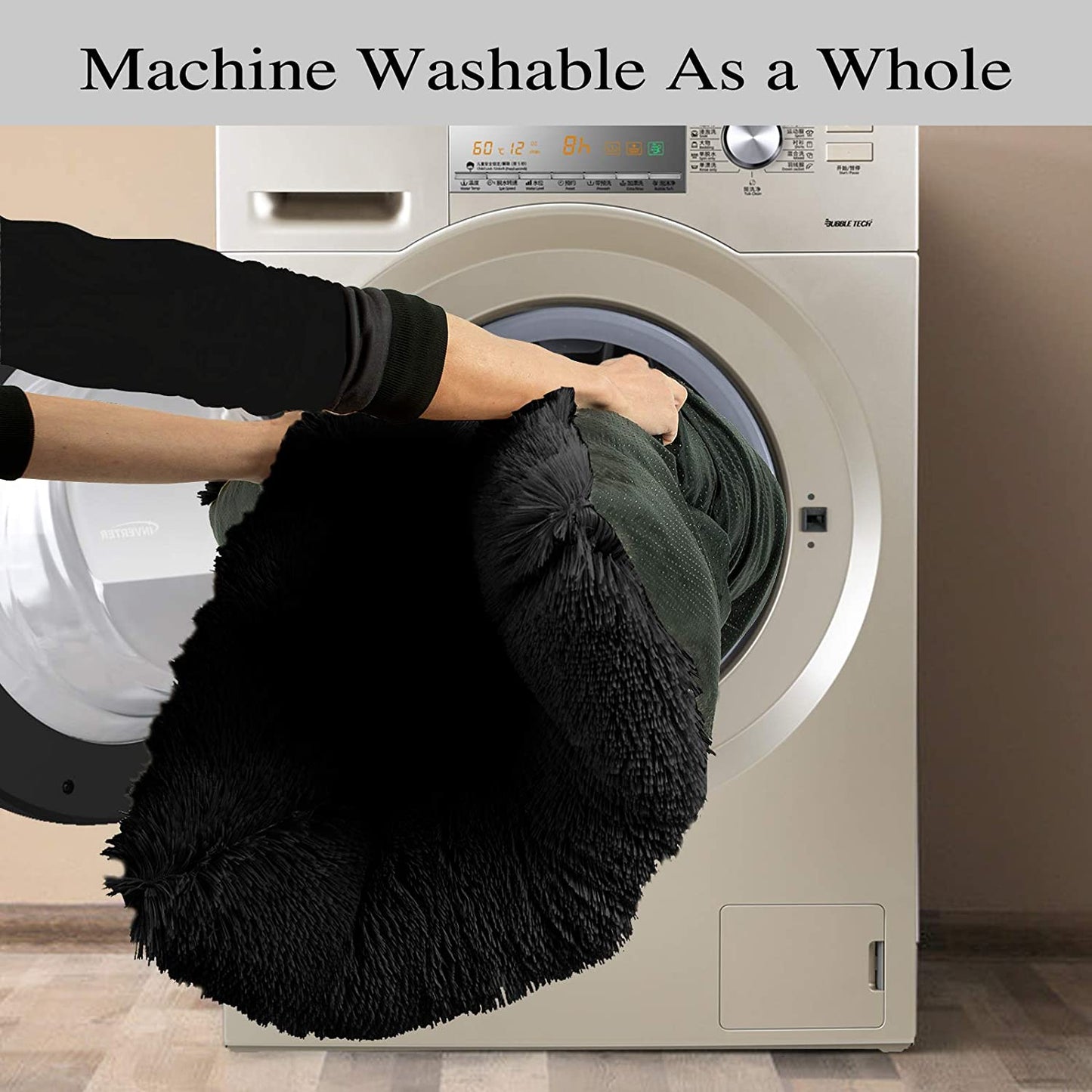 FAREYY Dog Beds Calming Pet Beds, Fulffy Dog Kennel Mat Pad Faux Fur Machine Washable Anti-Slip Comfy Dog Beds for Large Medium Dogs and Cats