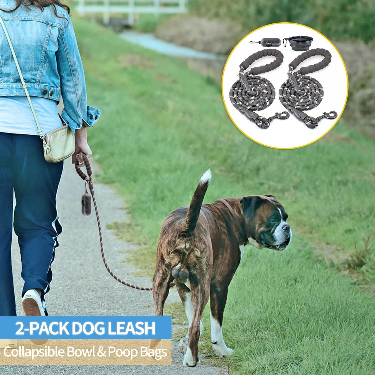 Upgrade your pup's walks with our 2-pack of comfy padded dog leashes! Perfect for small, medium, and large dogs, with reflective threads for nighttime safety. 🐾 #DogLovers #PetEssentials