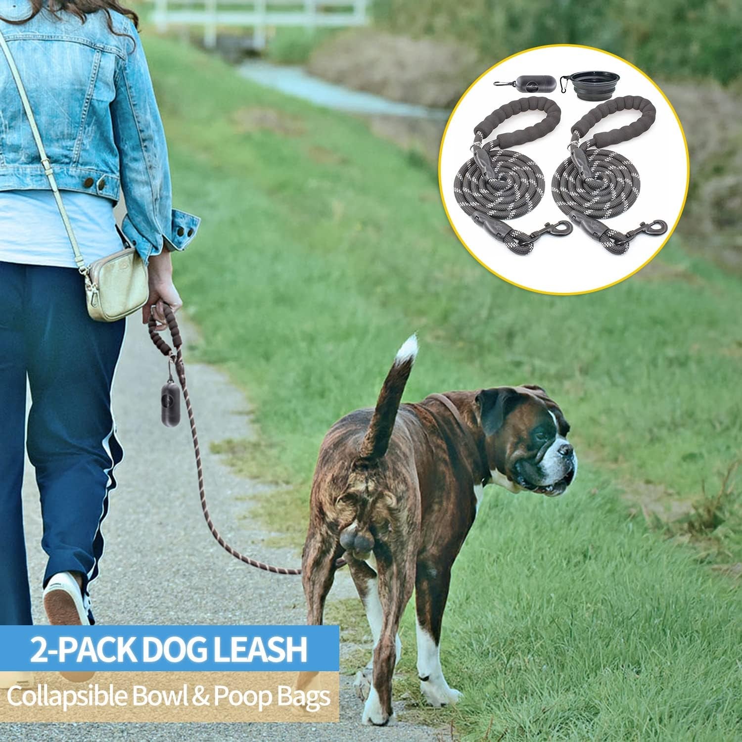 Upgrade your pup's walks with our 2-pack of comfy padded dog leashes! Perfect for small, medium, and large dogs, with reflective threads for nighttime safety. 🐾 #DogLovers #PetEssentials