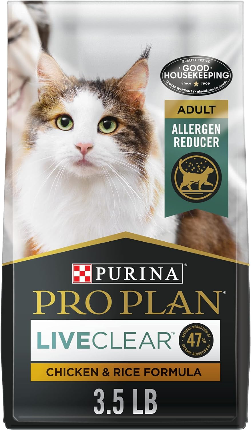 Purina Pro Plan Allergen Reducing, High Protein Cat Food, LIVECLEAR Chicken and Rice Formula - 3.5 Lb. Bag