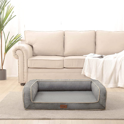 Revolutionary Orthopedic Dog Sofa Bed - Luxurious Egg Foam Mattress & Removable Linen Cover in Grey (Small) for Ultimate Doggy Comfort!