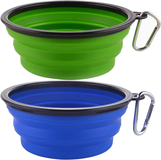 ✨ Must-Have Travel Dog Bowls! 🌍🥤🍽️ 34oz Collapsible & Portable - Perfect for Adventures! 🐾 2-Pack in Fun Green & Blue! 💚💙 #PetEssentials #DogLovers