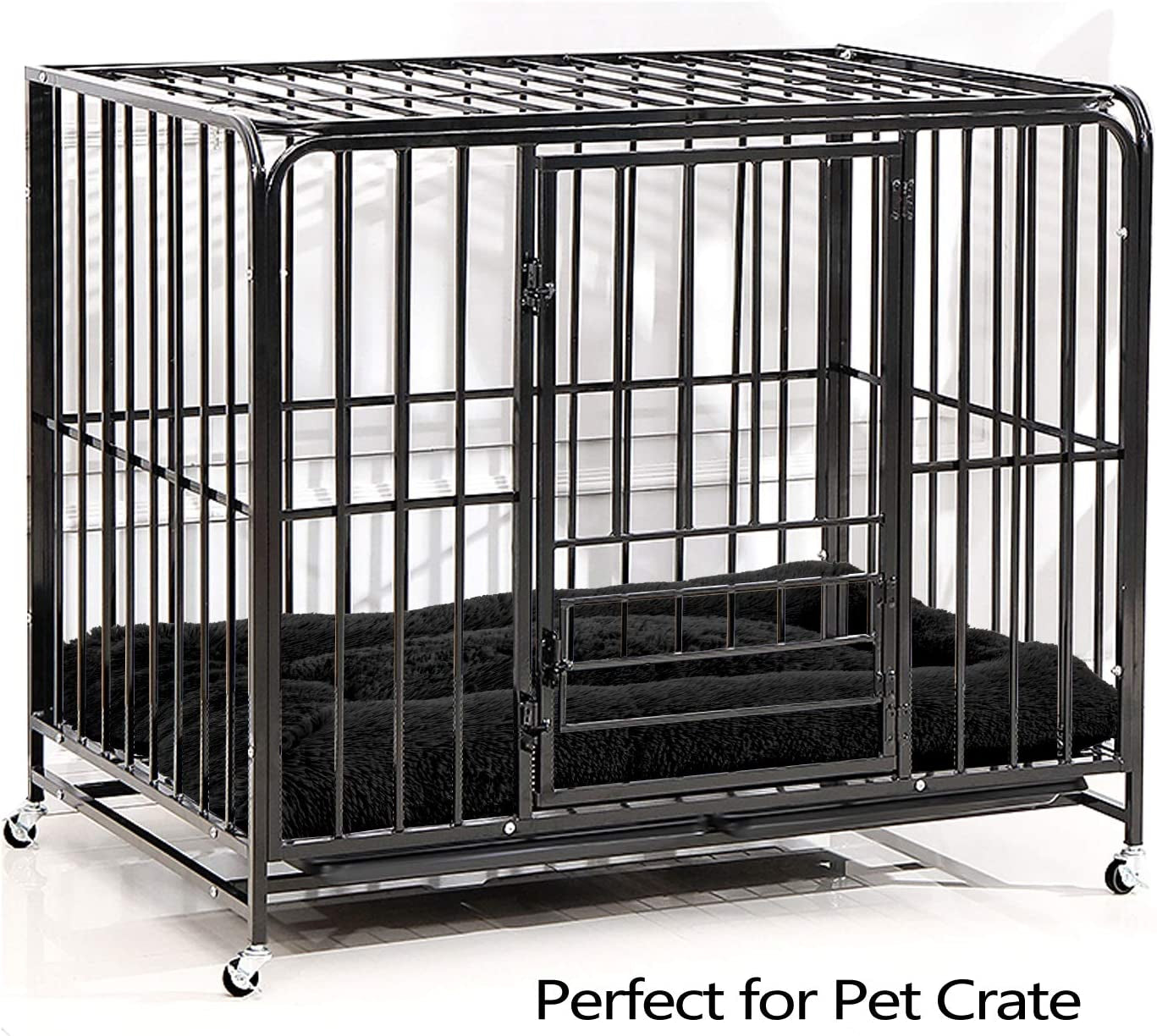 FAREYY Dog Beds Calming Pet Beds, Fulffy Dog Kennel Mat Pad Faux Fur Machine Washable Anti-Slip Comfy Dog Beds for Large Medium Dogs and Cats