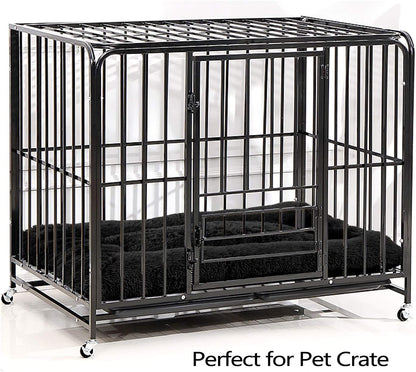 FAREYY Dog Beds Calming Pet Beds, Fulffy Dog Kennel Mat Pad Faux Fur Machine Washable Anti-Slip Comfy Dog Beds for Large Medium Dogs and Cats