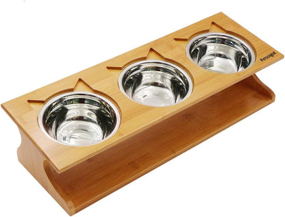 Elevate Your Pet's Dining Experience with Our Modern Raised Bowls and Bamboo Stand – Perfect for Dogs and Cats!