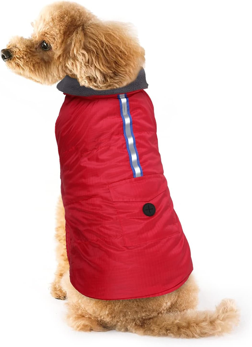 FAIRWIN Dog Coats for Medium Dogs Jackets for Medium Dogs Pet Clothes for Medium Dog Cold Weather Coats Medium Dog Sweater Dog Apparel & Accessories Dog Winter Coat Dog Snow Jacket (Red, Medium)