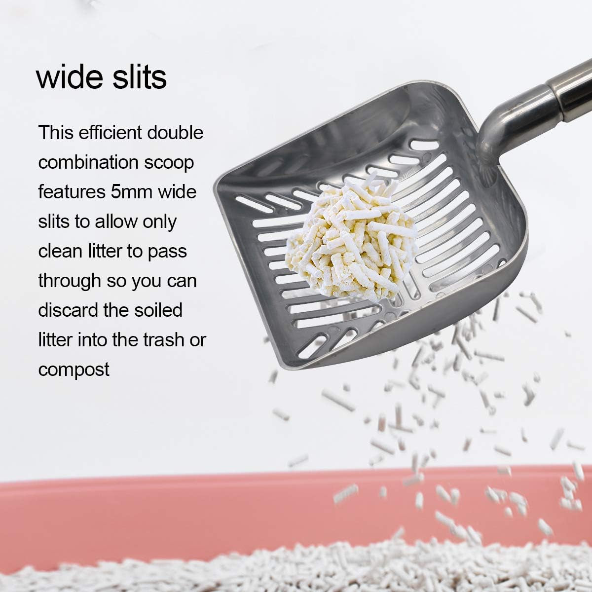 23-Inch Telescoping Stainless Steel Cat Litter Scoop with Extended Handle - Ideal for Cats and Dogs
