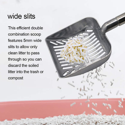 23-Inch Telescoping Stainless Steel Cat Litter Scoop with Extended Handle - Ideal for Cats and Dogs