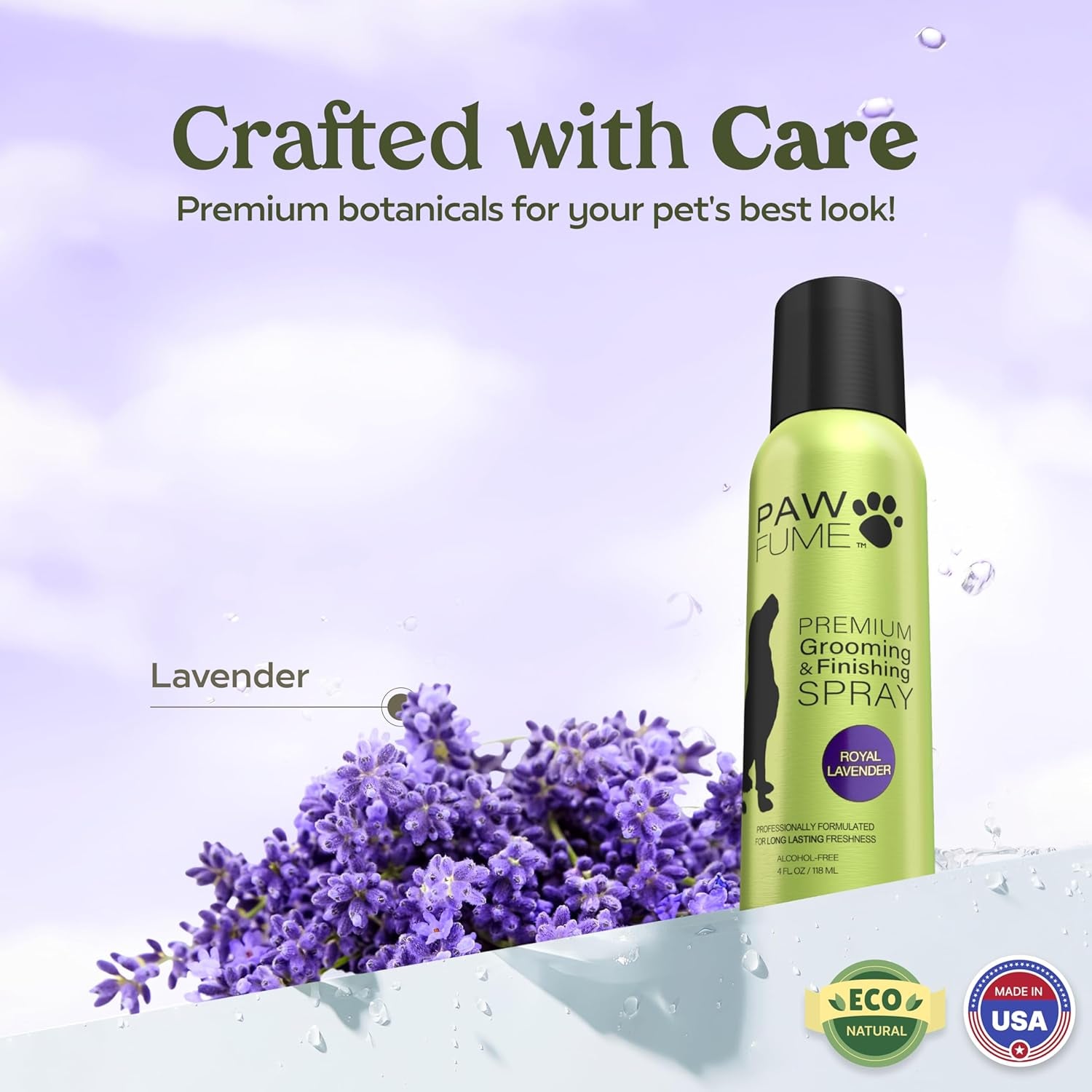 PAWFUME Royal Lavender Dog Detangler Grooming Spray, 1-Pack – Hypoallergenic and Alcohol-Free Formula for Moisturizing and Detangling – Professional Quality Coat and Fur Care for Dogs
