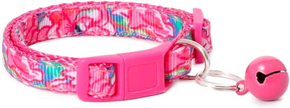 WAAAG Pet Supplies, Designer Collection Cat Collar, XXS, Pink, Aloha Hawaii Pattern, Safety Breakaway Buckle, Built-In Bell, Suitable for Small, Medium, Large Dogs and Cats