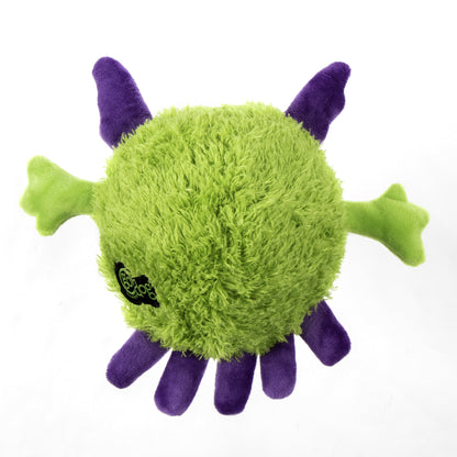 Playclean Germs Squeaky Plush Dog Toy with Odor-Eliminating Essential Oils, Chew Guard Technology - Purple, Large