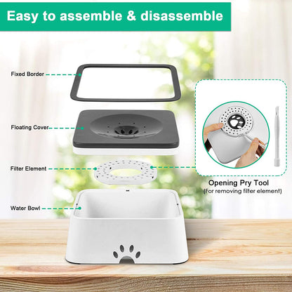 URPOWER 2.5L Dog Water Bowl 85Oz Large Capacity Dog Bowls No Spill Pet Water Dispenser for Messy Drinkers Splash Proof Slow Feeder Vehicle Carried Travel Bowl for Dogs, Cats &Pets