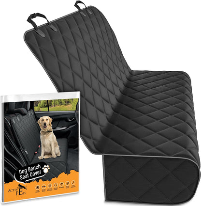 Active Pets Black Car Rear Seat Cover for Dogs, Durable Waterproof & Scratch Resistant Vehicle Backseat Protector, Nonslip Dog Accessory & Pet Protection for Back Seats, Machine Washable