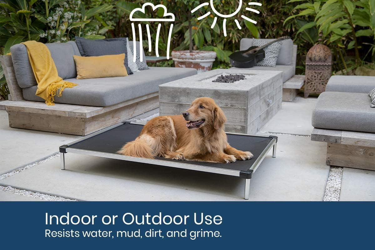 Chew Proof Elevated Cooling Dog Bed - Made for Aggressive Chewers, Virtually Indestructible, Ripstop Fabric with No Padding, Pre-Assembled - Large, Blue Quartz