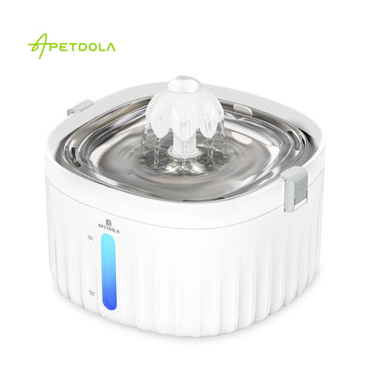 APETDOLA Cat Water Fountain Automatic Pet Water Dispenser for Cats Dogs with Stainless Steel Tray 6-Level Filtering System Fp10