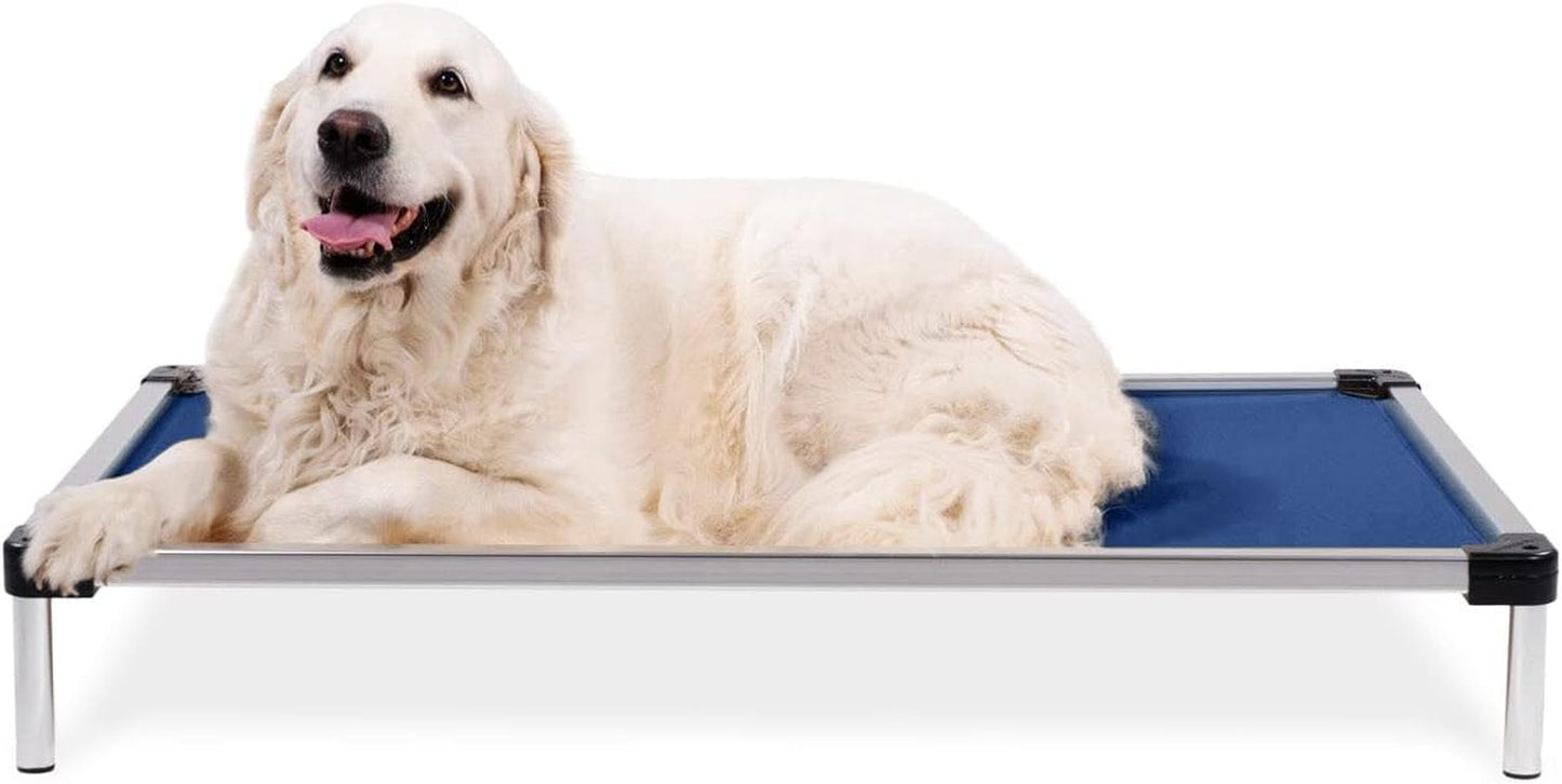 Chew Proof Elevated Cooling Dog Bed - Made for Aggressive Chewers, Virtually Indestructible, Ripstop Fabric with No Padding, Pre-Assembled - Large, Blue Quartz