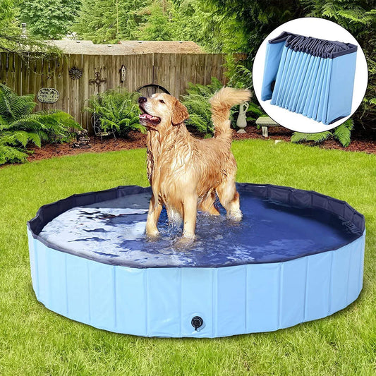 Dreiwasser Dog Pool Foldable Pet Outdoor Swimming Pool Collapsible Anti-Slip Hard PVC Pet Paddling Bathtub for Large and Xtra Large Dogs, Kids, Pets((63'' * 12'')/(160Cm X 30Cm))