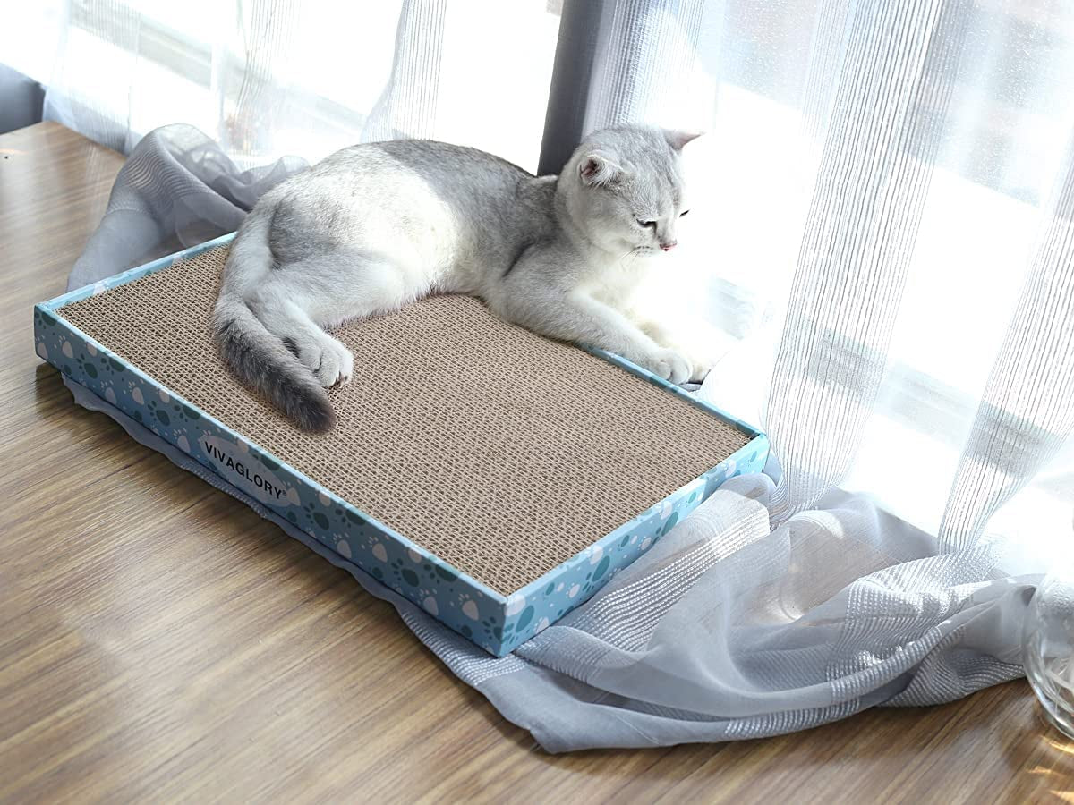 Cat Scratcher & Pads, Reversible Scratching Board for Indoor Cats, Cardboard, Catnip Included, 3 Pack, Extra Wide