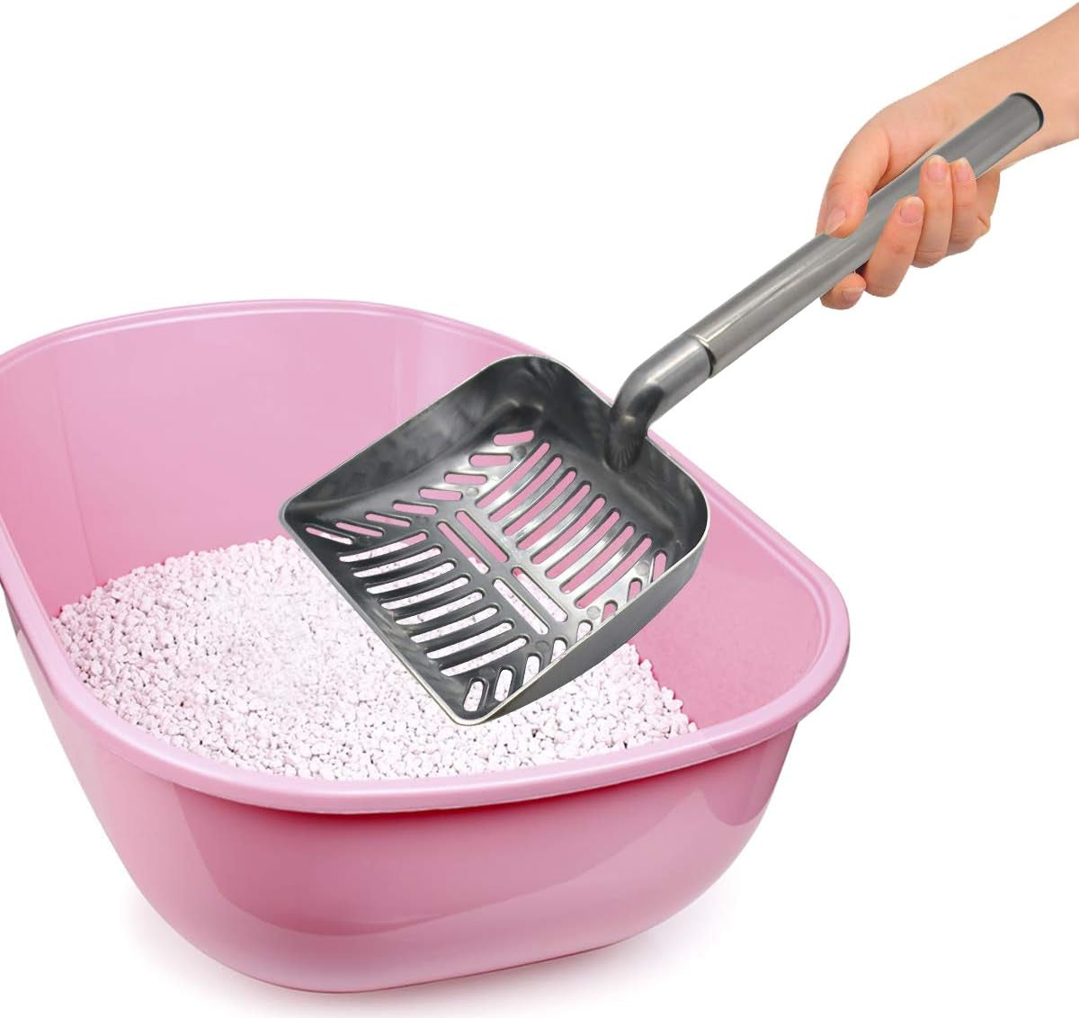 23-Inch Telescoping Stainless Steel Cat Litter Scoop with Extended Handle - Ideal for Cats and Dogs