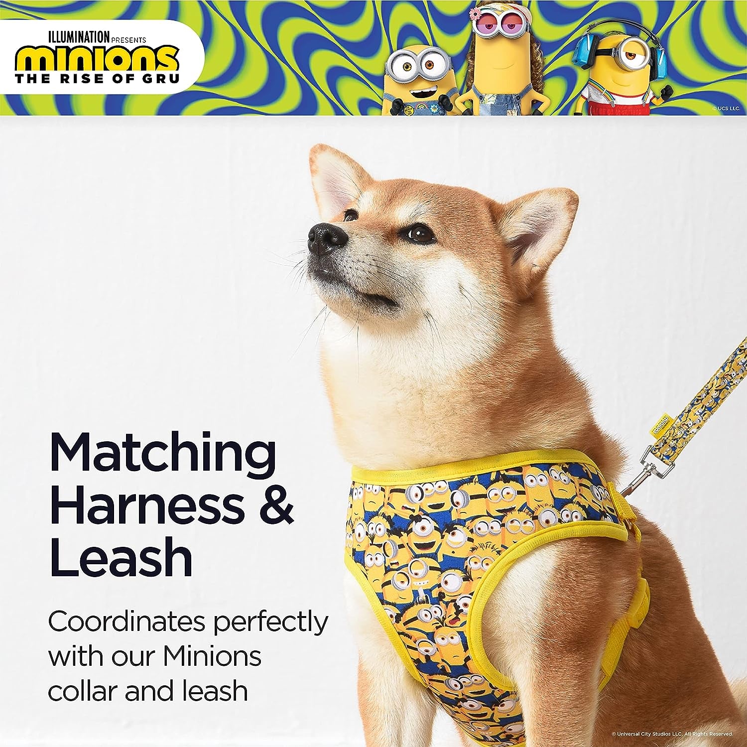 Medium Dog Harness - Yellow, Comfortable No-Pull Mesh Design | Officially Licensed Universal Studios Pet Product | Ideal Gift for  Enthusiasts and Their Pets