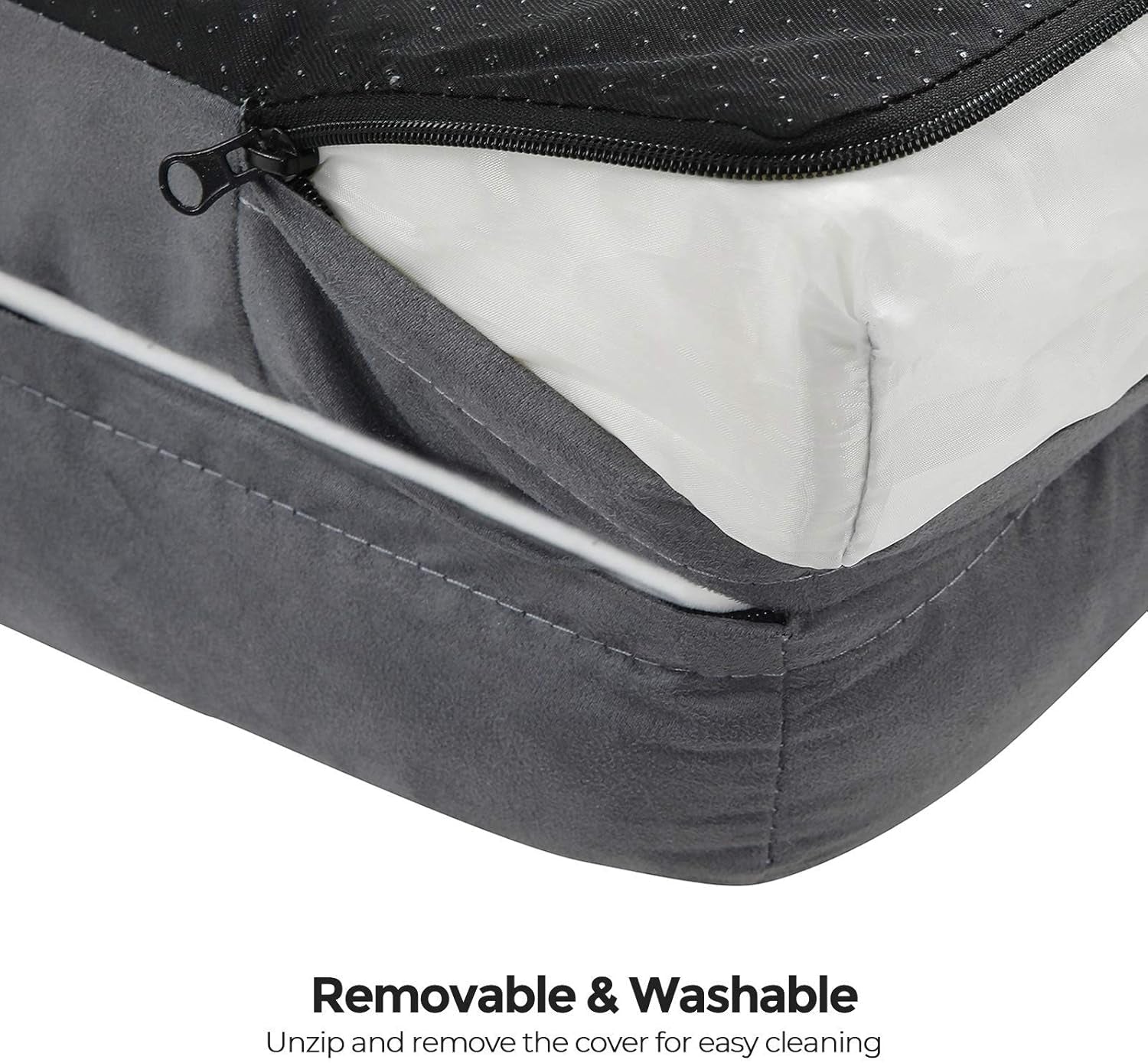Orthopedic Dog Bed with Memory Foam, Removable Cover, 44 x 34 x 7.9 Inches, Dark Gray UPGW068G01