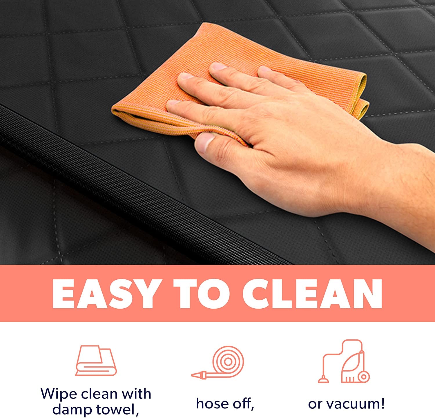 Active Pets Black Car Rear Seat Cover for Dogs, Durable Waterproof & Scratch Resistant Vehicle Backseat Protector, Nonslip Dog Accessory & Pet Protection for Back Seats, Machine Washable