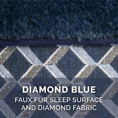 Furhaven Pillow Dog Bed for Large Dogs W/ Removable Bolsters & Washable Cover - Plush & Woven Decor Comfy Couch Sofa - Diamond Blue, Jumbo/Xl