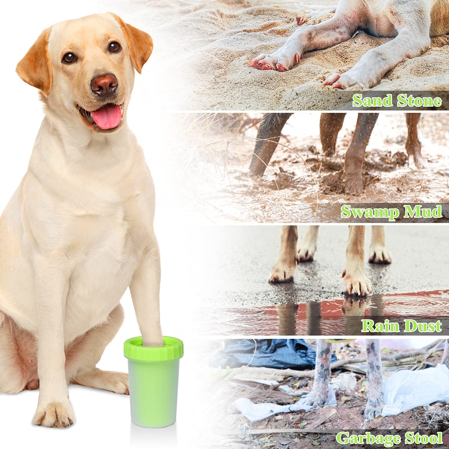 Dog Paw Washing Cup - 2 in 1 Green Foot Cleaner for Muddy Paws, Summer Pet Accessory and Equipment