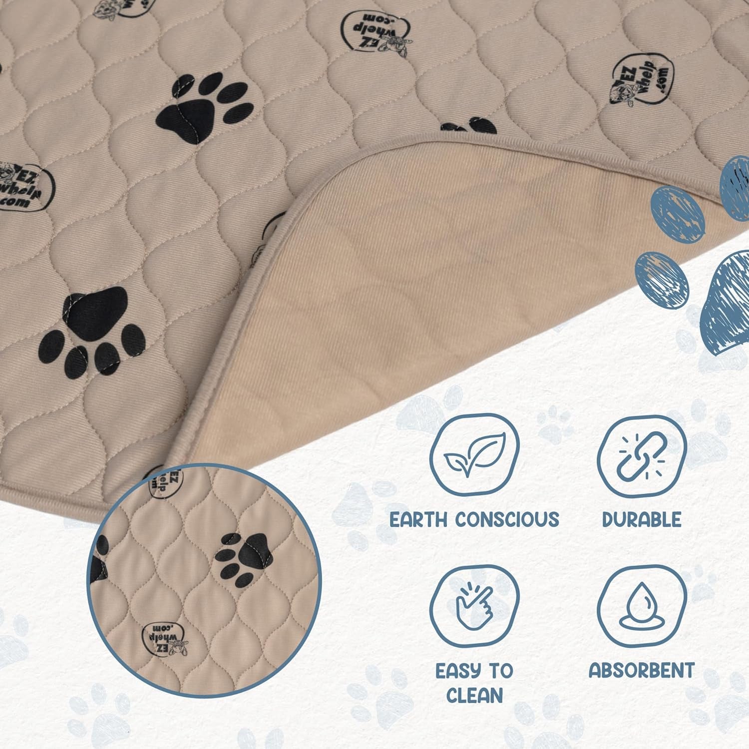Mess? Paws-itively Gone! 🐾 Snag Our 2-Pack of Reusable Dog Pee Pads – Washable, Waterproof & Whelping-Approved!🐶💧 Sizes: 16.5x19.5 Inches with Rounded Corners for Furry Comfort!✨