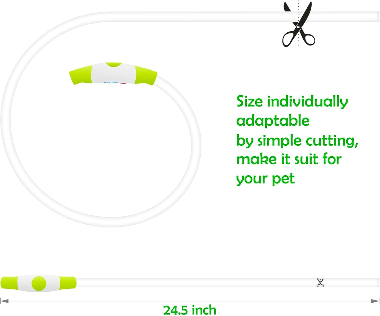 Led Dog Collar, BSEEN USB Rechargeable Flash Dog Necklace Light, Pet Safety Collar Makes Your Beloved Dogs Be Seen at Night for Small Medium Large Dogs(Green)