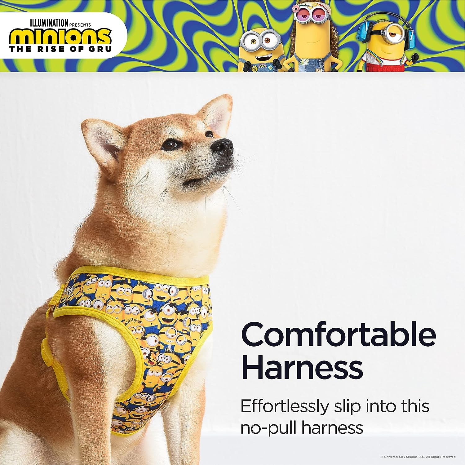 Medium Dog Harness - Yellow, Comfortable No-Pull Mesh Design | Officially Licensed Universal Studios Pet Product | Ideal Gift for  Enthusiasts and Their Pets