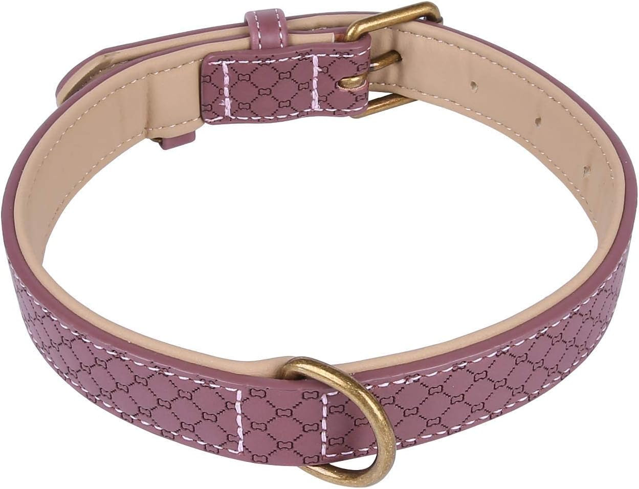 Basic Classic Luxury Padded Leather Dog Collar - Rust Proof Brass Strong Leather Collar Heavy Duty Alloy Hardware Best for Small, Medium, Large Dogs