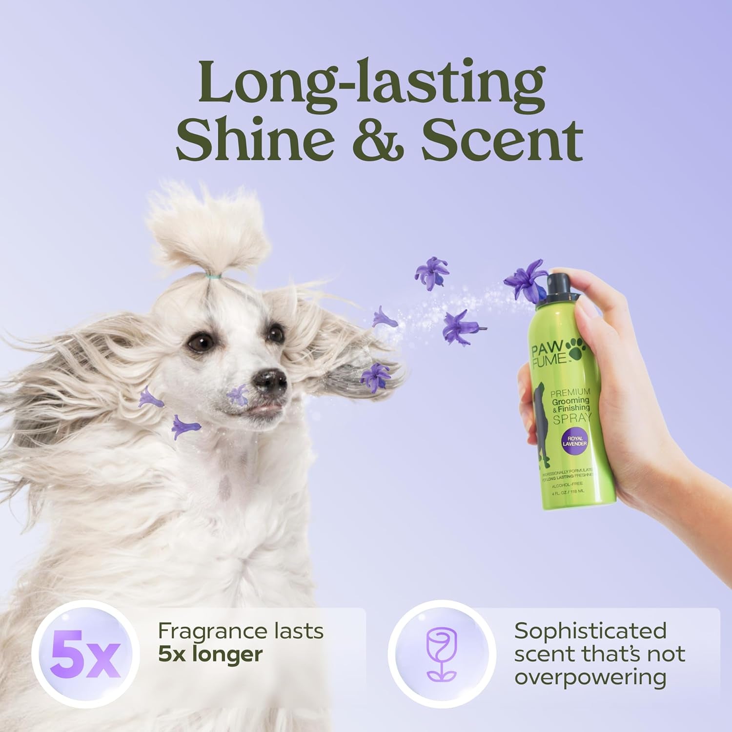 PAWFUME Royal Lavender Dog Detangler Grooming Spray, 1-Pack – Hypoallergenic and Alcohol-Free Formula for Moisturizing and Detangling – Professional Quality Coat and Fur Care for Dogs