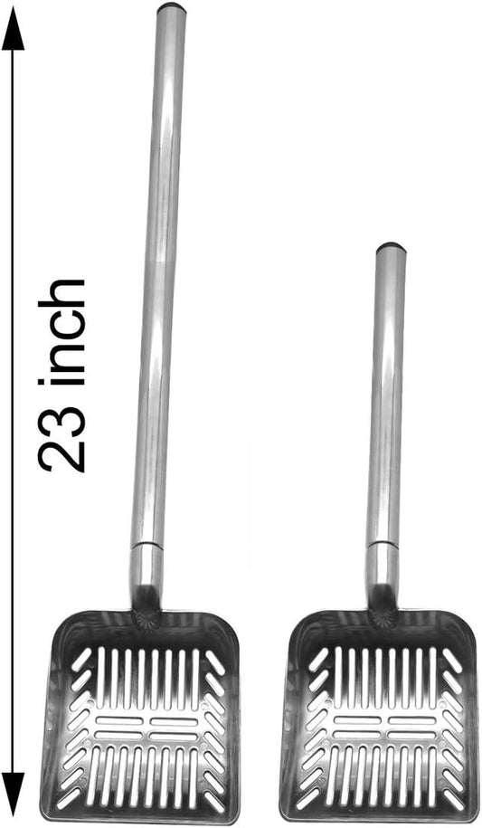 23-Inch Telescoping Stainless Steel Cat Litter Scoop with Extended Handle - Ideal for Cats and Dogs